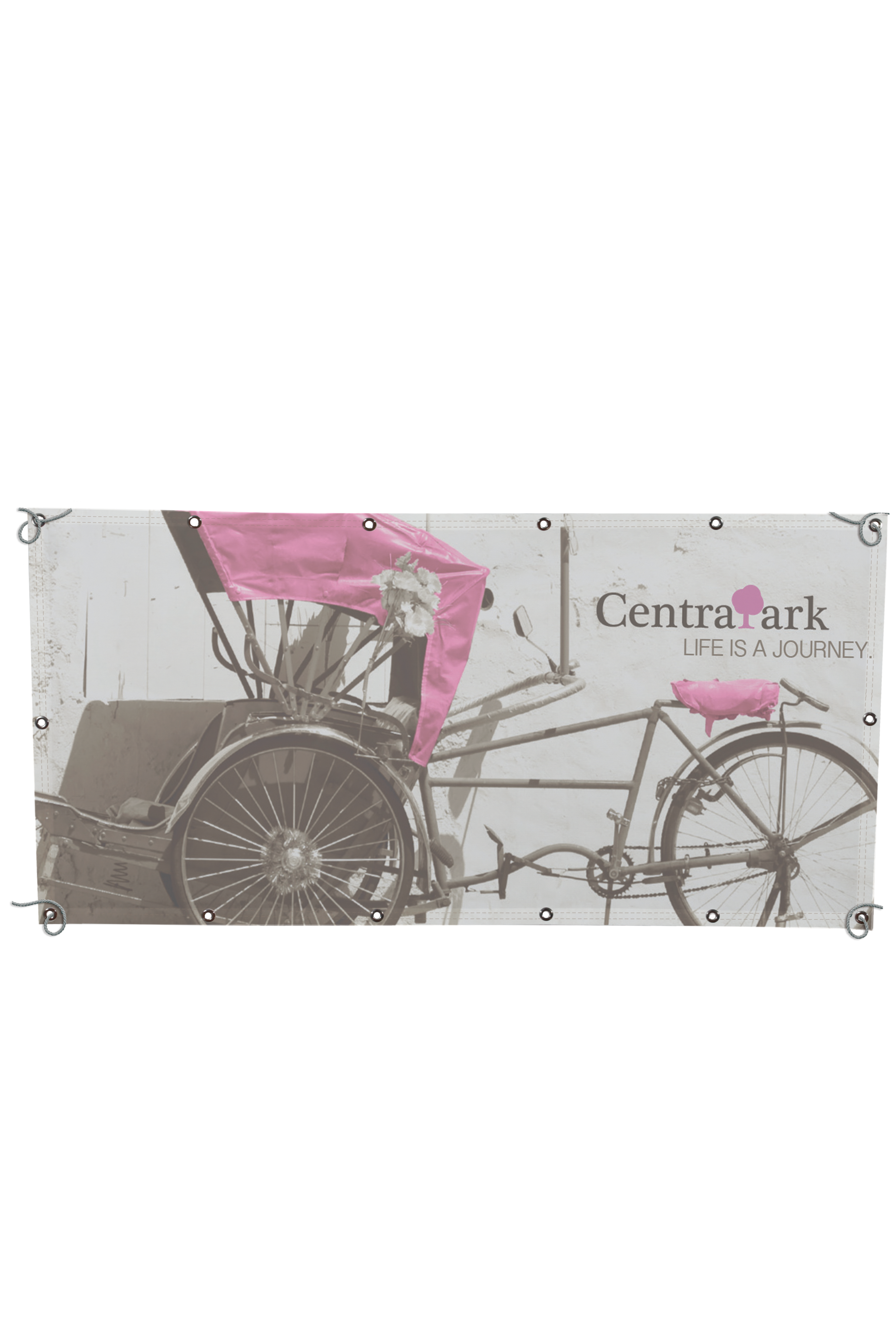 MESH BANNER WITH GRAY AND PINK CARRIAGE